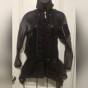 Tufi Duek Black Sheer Utility Jacket Size Medium EUC